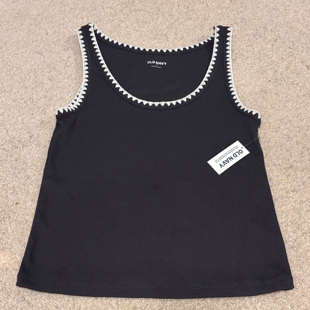 Old Navy Dark Gray Tank Top with White Trim